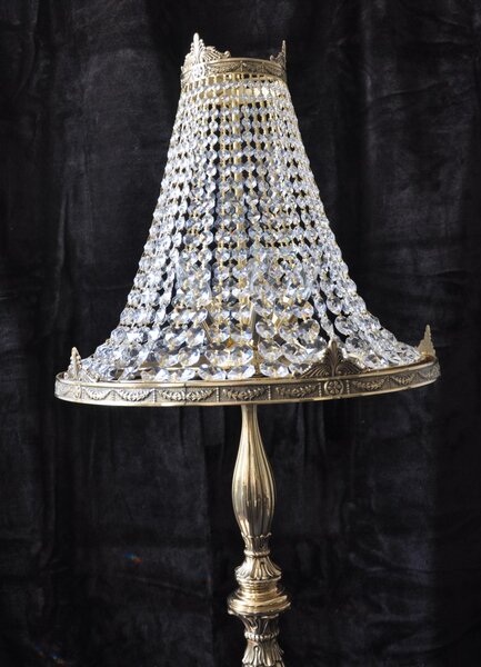 Luxusní klasická křišťálová stojací lampa se štrasovými kameny - Odlitkové mosazné díly 76460-5