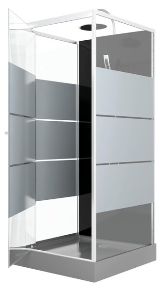 Kompletní sprcha MARWELL Kompletní sprcha Dusy 80 x 80 x 225 cm - kompletní sada včetně sprchové vaničky a baterie - kulatá sprcha s předním vstupem