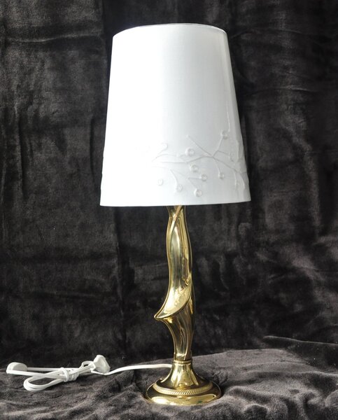 Klasická mosazná stolní lampa s bílým stínítkem 36458-1