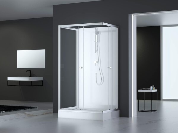 Kompletní sprcha MARWELL Kompletní sprcha White Dream 80 x 110 x 200 cm - Kompletní sada včetně sprchové vaničky a baterie - oboustranná instalace