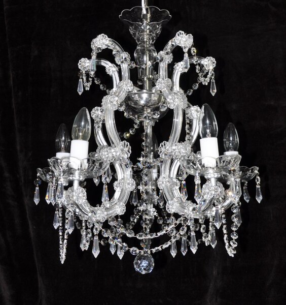 5 flames Gilded Maria Theresa crystal chandelier with cut crystal pears 14033-5-B-Hr