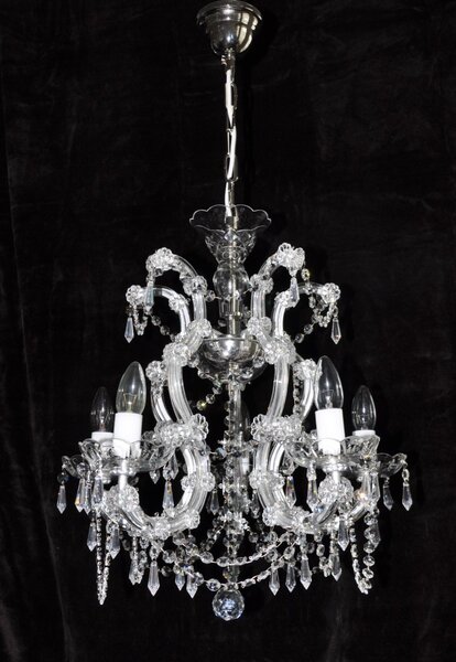 5 flames Gilded Maria Theresa crystal chandelier with cut crystal pears 14033-5-B-Hr