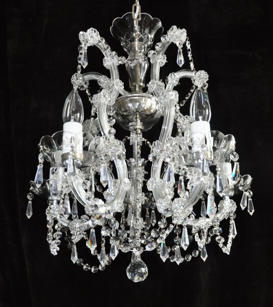 5 flames Gilded Maria Theresa crystal chandelier with cut crystal pears 14033-5-B-Hr