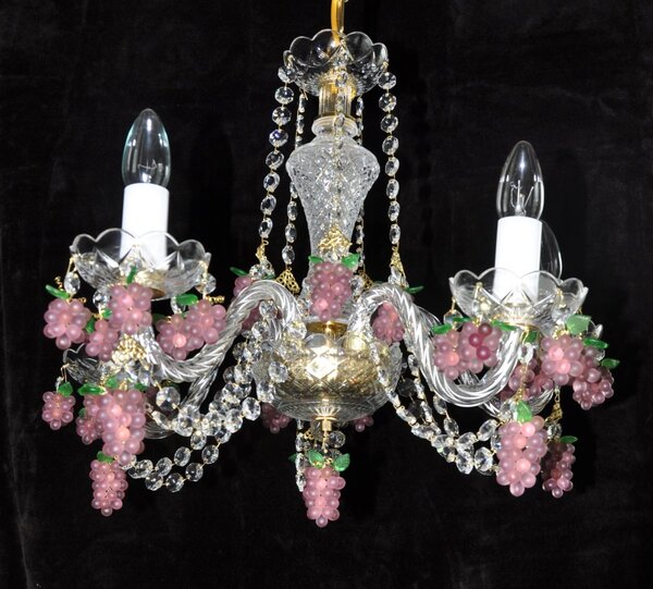 5 Arms Crystal chandelier with violet glass grapes 11071-5-V-Hrozny