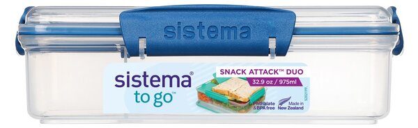 Sistema Svačinový box To Go Snack Attack Duo, 975 ml, modrá