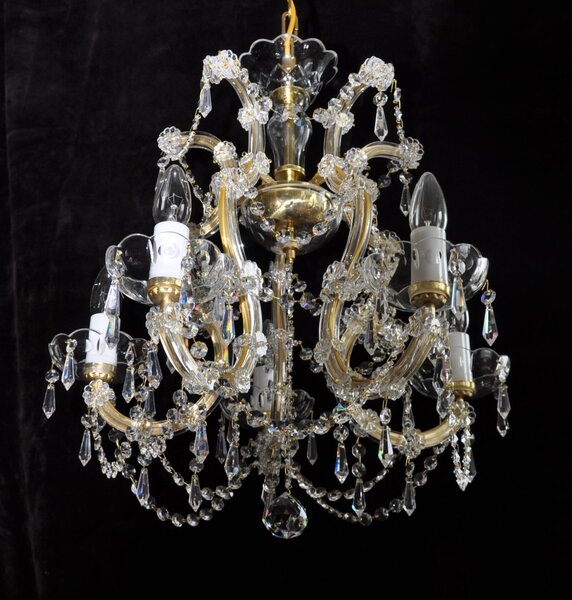 5 flames Maria Theresa crystal chandelier with cut crystal pears 14033-5-Hr