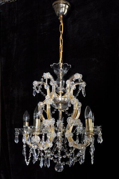 5 flames Gilded Maria Theresa crystal chandelier with cut crystal pears 14033-5-G-Hr