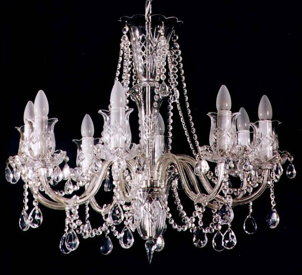 8 Arms Crystal chandelier with hand cut glass tulips & smooth arms