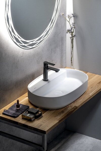 Isvea Isvea, INFINITY OVAL keramické umyvadlo na desku, 60x40 cm, matná bílá, 10NF65060-2L