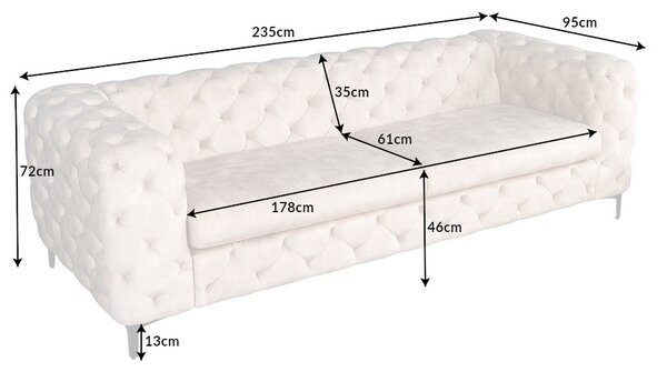 Designová sedačka Rococo 235 cm šampaňský samet