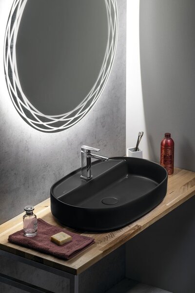 Isvea Isvea, INFINITY OVAL keramické umyvadlo na desku, 60x40cm, černá matná, 10NF65060-2N