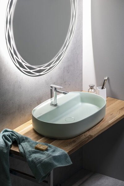 Isvea Isvea, INFINITY OVAL keramické umyvadlo na desku, 60x40 cm, matná zelena Mint, 10NF65060-2T