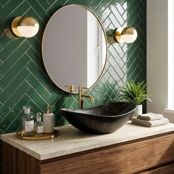 REA Royal Marble 60 umyvadlo na desku, 61 x 36 cm, černá, REA-U7478