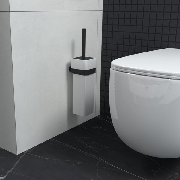 Nimco Kibo Černá WC kartáč, WC štětka, keramická nádoba Ki-14094K-90