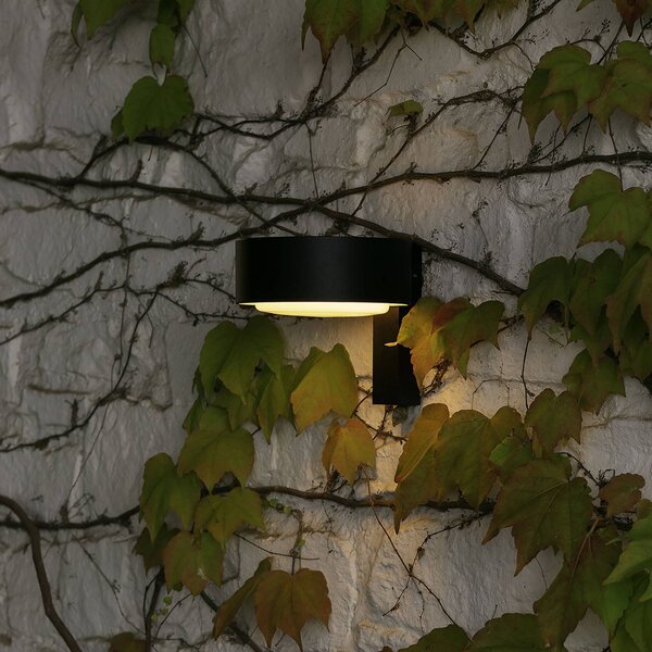 MARSET Plaff-on! A LED nástěnné světlo, IP65, stmívatelný, Černá, Hliník, Design