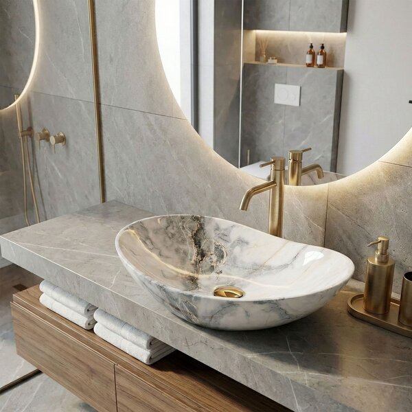 Rea Royal 60 umyvadlo, 62 x 36 cm, napodobenina kamene Granit, REA-U8596