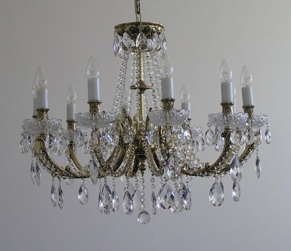8 Arms Crystal cast brass chandelier - Gold brass & PK500 hand cut 16438-8-BR