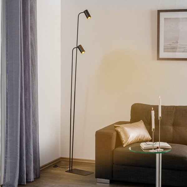 Nowodvorski Lighting Stojací lampa Mono II, dvouramenná, černá, Černá, Obývací pokoj / jídelna, kov, Moderní