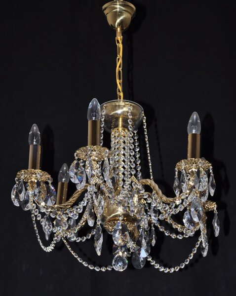 6 Arms Crystal cast brass chandelier with twisted glossy arms 16434-6