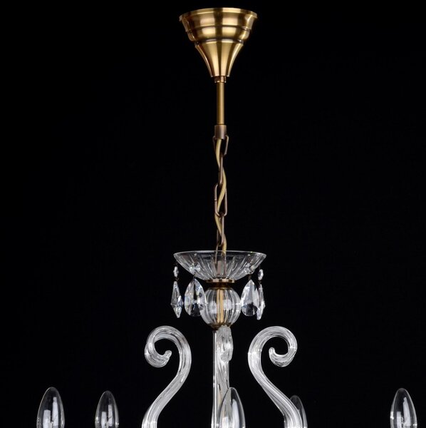 DBK GLASS 8 Arms Crystal chandelier with glass horns & cut crystal almonds ANTIK 0150-8-PT
