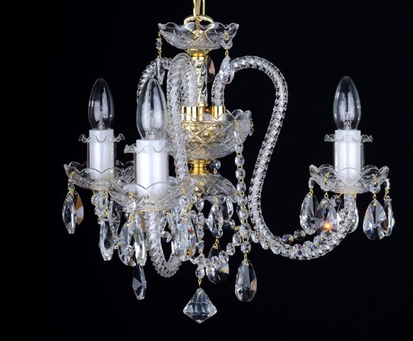 DBK GLASS 3 Arms Crystal chandelier with long twisted glass arms 0900-3-S