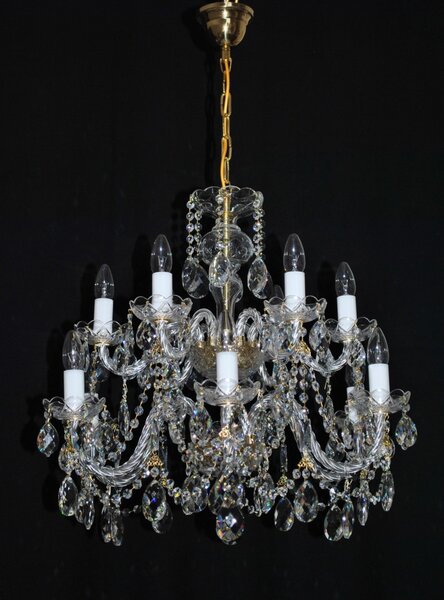 12 Arms silver crystal chandelier with cut crystal body & crystal almonds 34712-050-6+6