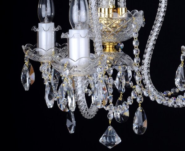 DBK GLASS 3 Arms Crystal chandelier with long twisted glass arms 0900-3-S