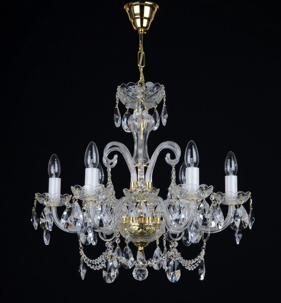 DBK GLASS 6 Arms desig crystal chandelier with cut crystal almonds and glass horns 1030-6-S