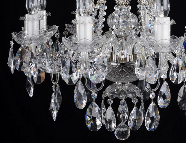 DBK GLASS 8 Arms Silver crystal chandelier with cut crystal almonds 1740-8-dia580mm-NK