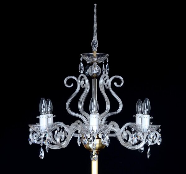 DBK GLASS 6 Arms Crystal floor lamp with glass horns ANTIK AK-0150-6-PT