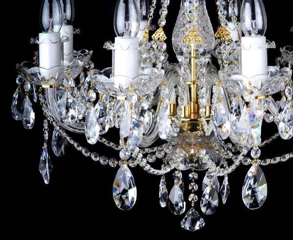DBK GLASS 8 Arms Crystal chandelier with smooth glass arms & Cut almonds 1520-8-S