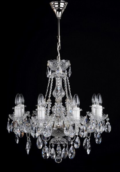 DBK GLASS 8 Arms Silver crystal chandelier with cut crystal almonds 1740-8-dia580mm-NK