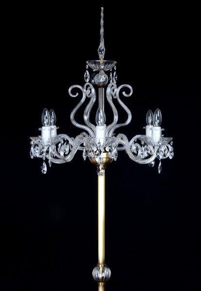 DBK GLASS 6 Arms Crystal floor lamp with glass horns ANTIK AK-0150-6-PT