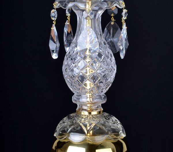 DBK GLASS 1 bulb crystal design table lamp with cut almonds SE-1750-1-S