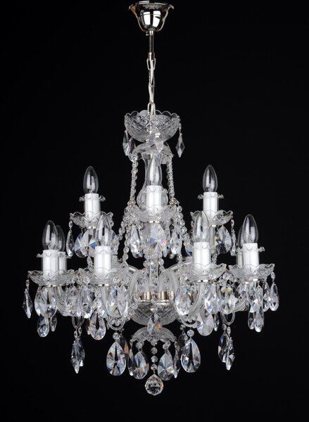 DBK GLASS 12 Arms Silver crystal chandelier with cut crystal almonds 1740-8+4-NK