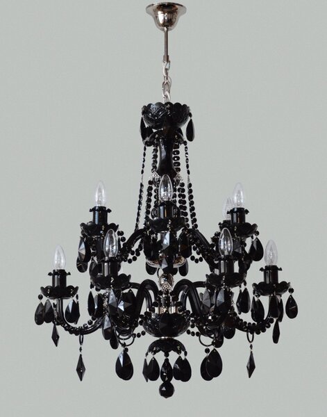 DBK GLASS 12 Arms Silver crystal chandelier with Black almonds 1740-6+6-NK-BLACK