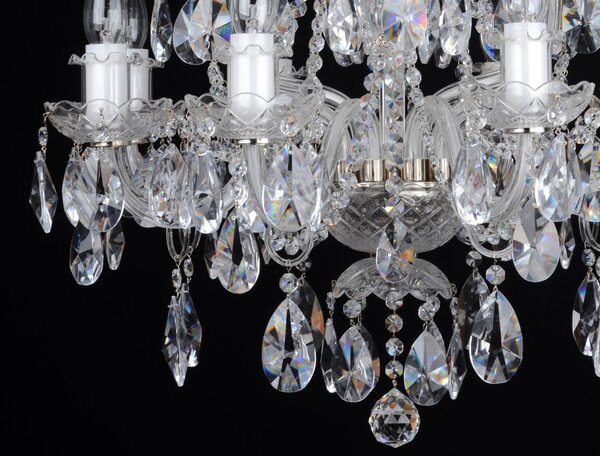 DBK GLASS 12 Arms Silver crystal chandelier with cut crystal almonds 1740-8+4-NK