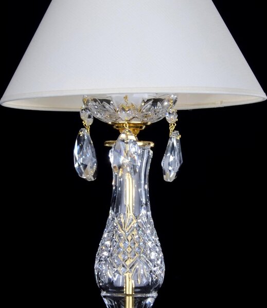 DBK GLASS 1 bulb crystal design table lamp with cut almonds and the white lapshade SE-0760-1-K