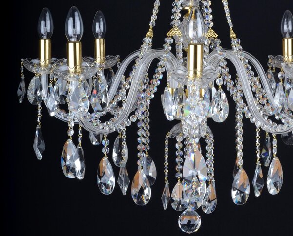DBK GLASS 8 Arms Crystal chandelier with smooth glass arms & Cut almonds 2030-8-S