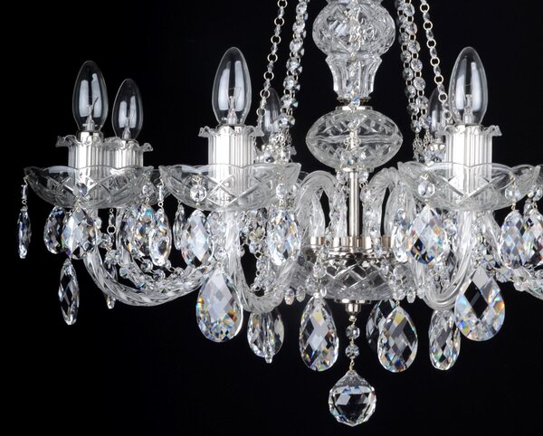 DBK GLASS 8 Arms silver crystal chandelier with Swarovski crystal almonds 2080-8-Swarowski-NK