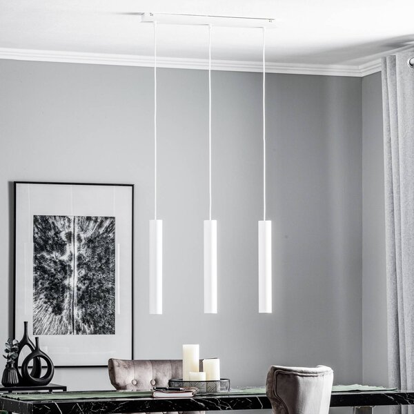 Nowodvorski Lighting Závěsné světlo Eye, tříramenné, tyčové, bílé, stmívatelný, Bílá / opál, Obývací pokoj / jídelna, kov