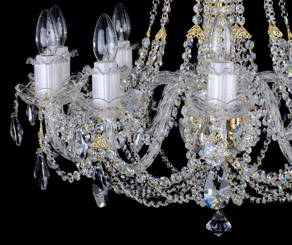 DBK GLASS 10 Arms glittering Crystal chandelier with smooth glass arms & Cut almonds 2110-10-S