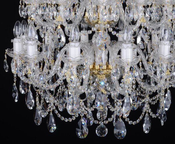 DBK GLASS 30 Arms luxury Crystal chandelier with twisted glass arms & Cut almonds 2190-30-S