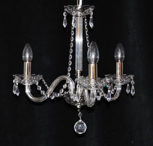 DBK GLASS 3 Arms plain crystal chandelier with cut crystal drops 2420-3-NK