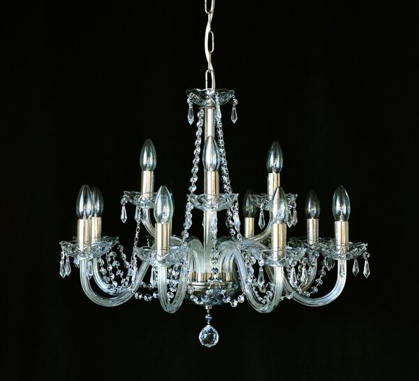 DBK GLASS 12 Arms plain crystal chandelier with cut crystal drops 2420-8+4-NK
