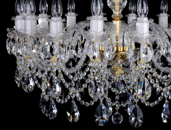 DBK GLASS 16 Arms luxury Crystal chandelier with twisted glass arms & Cut almonds 2190-16-S