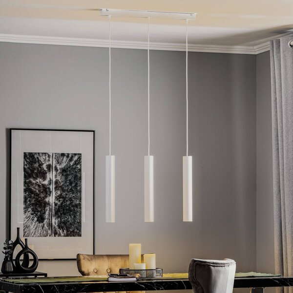 Nowodvorski Lighting Závěsné světlo Eye, tříramenné, tyčové, bílé, stmívatelný, Bílá / opál, Obývací pokoj / jídelna, kov