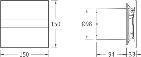 Cata E-100 GSTH koupelnový ventilátor axiální s automatem, 4W/8W, potrubí 100mm, stříbr 00900600