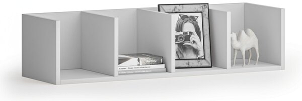 Police na zeď PRIMO se 4 oddíly, 1000 x 310 x 250 mm, šedá
