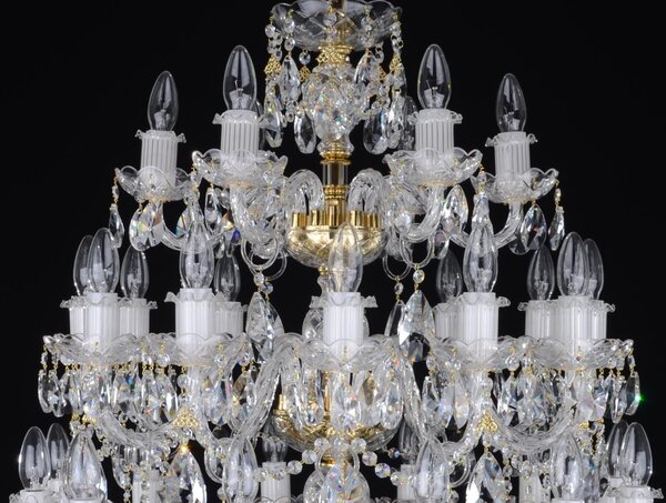DBK GLASS 30 Arms luxury Crystal chandelier with twisted glass arms & Cut almonds 2190-30-S